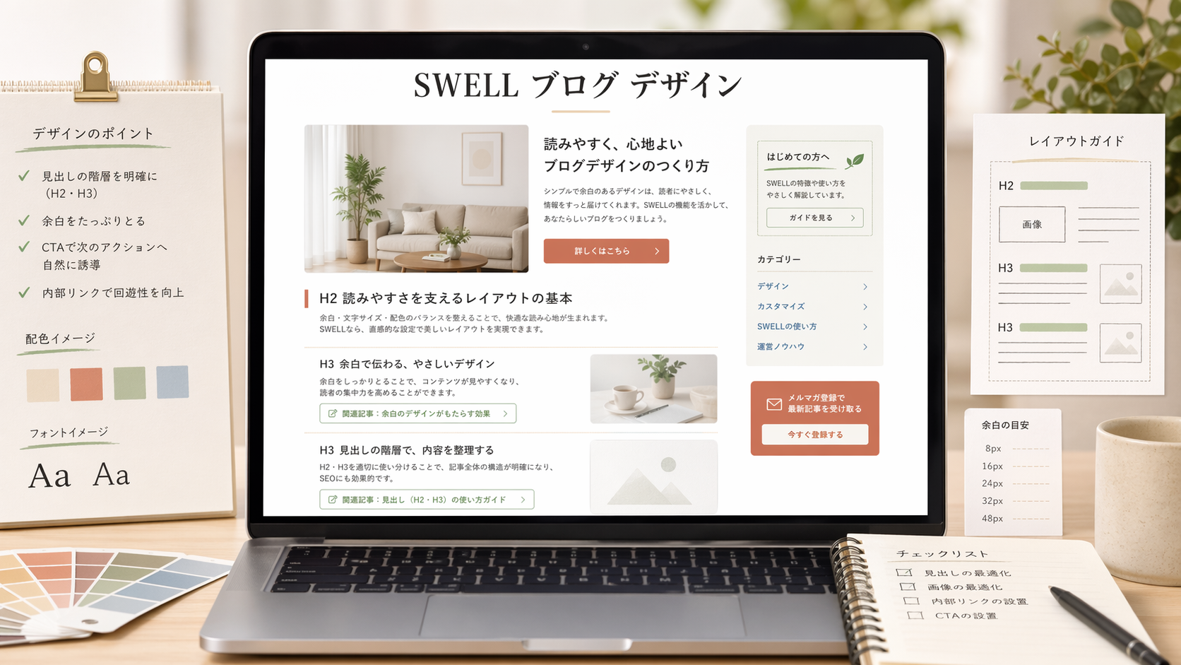 SWELLで読みやすいブログ記事デザインを整えるイメージ