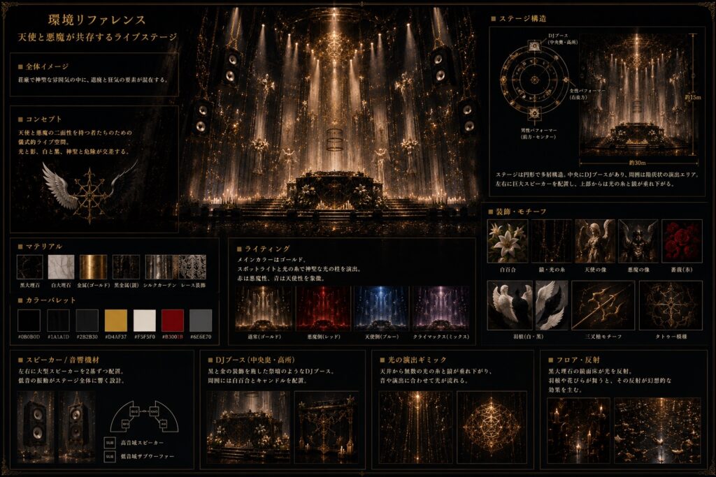 天使と悪魔が共存するライブステージの環境リファレンス